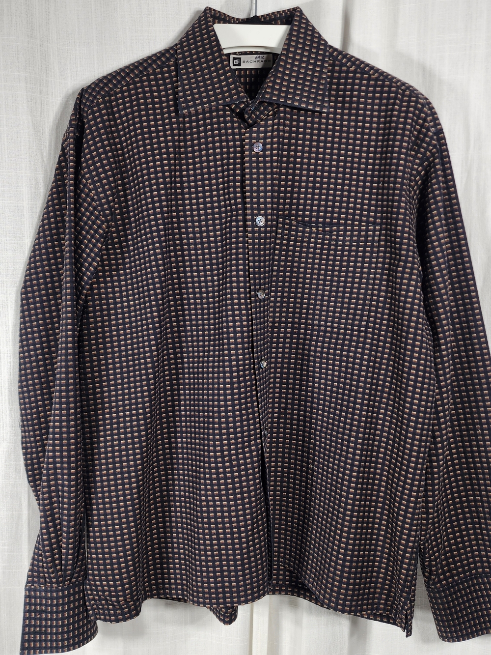 Black & Tan Patterned Men's Button-Up Shirt